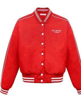 Sporty & Rich Red Quilted Bomber Jacket